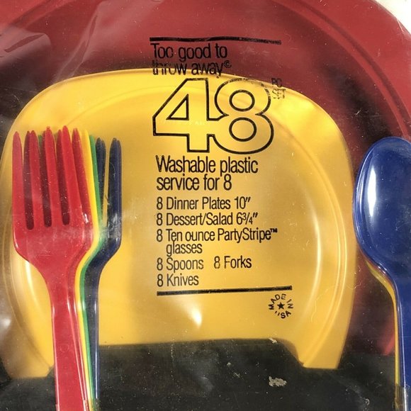 48 Piece Serving Set for 8 Dinner plates Plastic - Picture 2 of 6